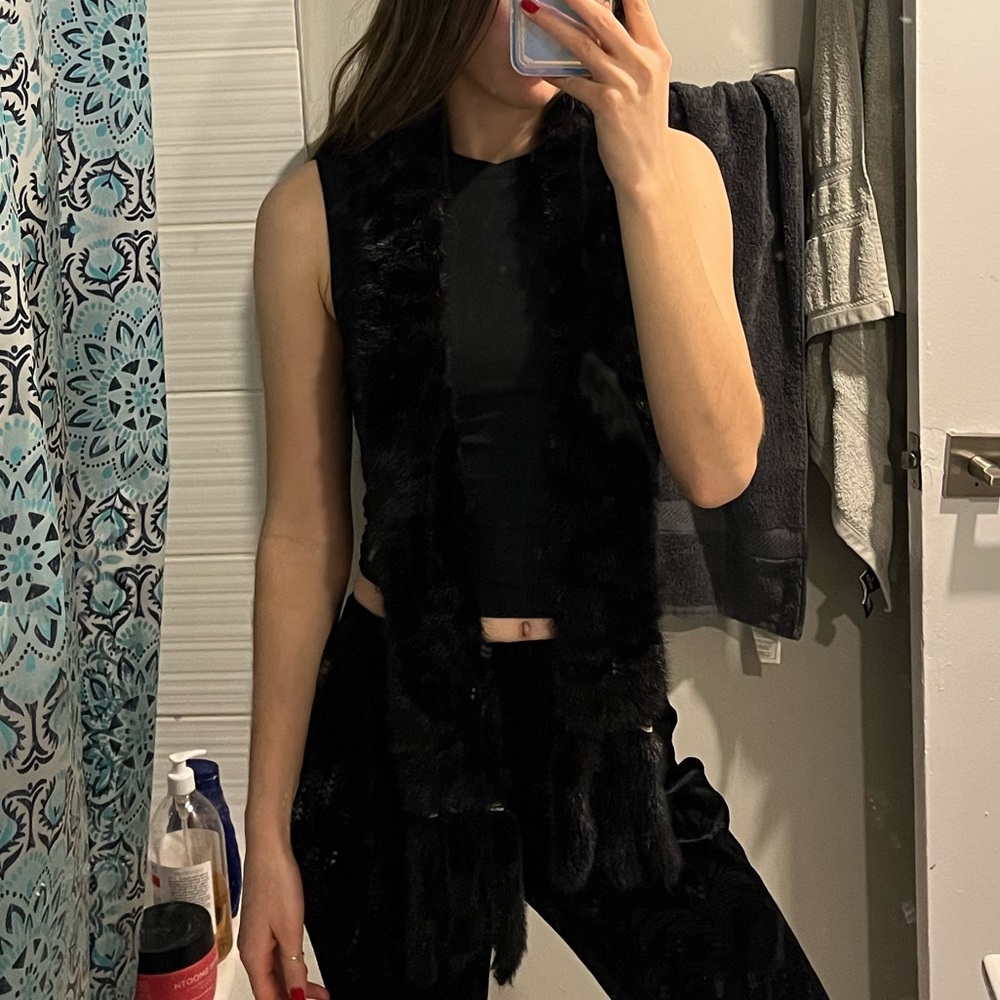 Real Fur black scarf